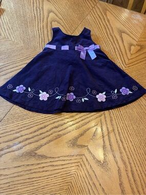 Blueberi Boulevard Purple Dress with Lavender Flower Embroidery and Bow 18 month